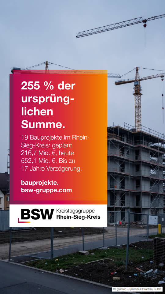 Baukosten Rhein-Sieg-Kreis: 255 % der ursprünglichen Summe