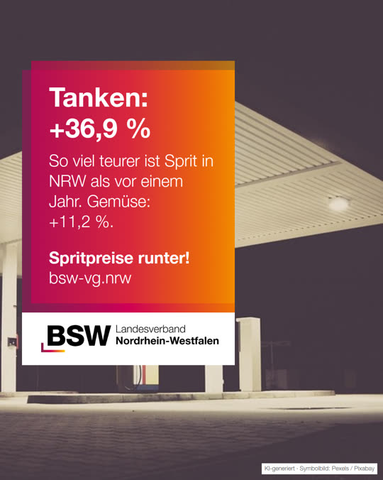 Inflation NRW September 2026: Tanken +36,9 %, Gemüse +11,2 %