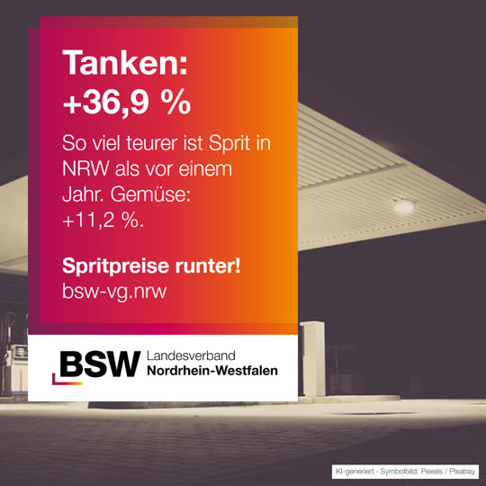 Inflation NRW September 2026: Tanken +36,9 %, Gemüse +11,2 %