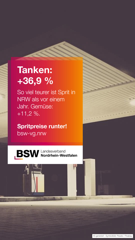 Inflation NRW September 2026: Tanken +36,9 %, Gemüse +11,2 %