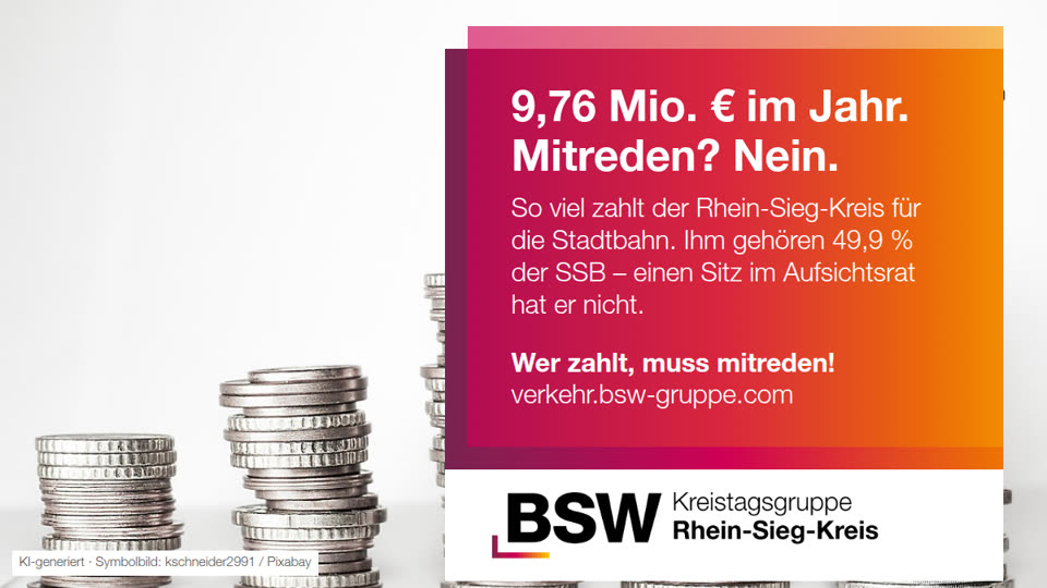 Rhein-Sieg-Kreis zahlt 9,76 Mio. € für die Stadtbahn – und sitzt nicht im Aufsichtsrat