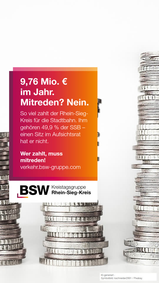 Rhein-Sieg-Kreis zahlt 9,76 Mio. € für die Stadtbahn – und sitzt nicht im Aufsichtsrat