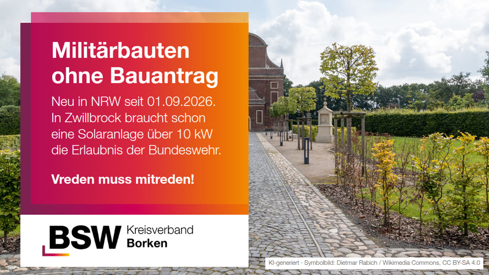 Vreden und die neue Landesbauordnung: Militär baut ohne Baugenehmigung