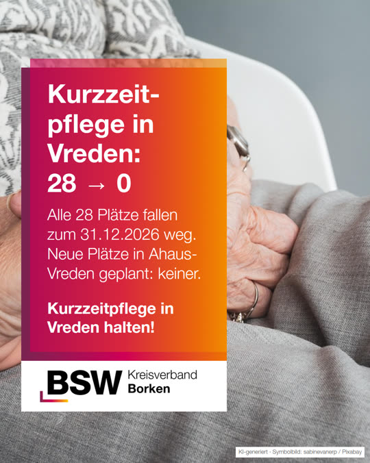 Kurzzeitpflege Vreden: Alle 28 Plätze fallen zum Jahresende weg