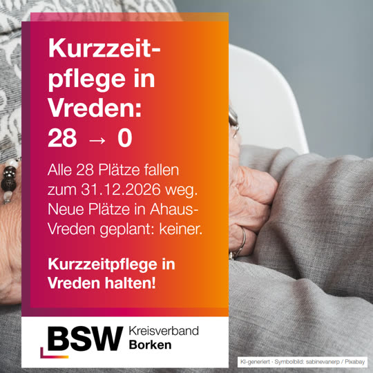 Kurzzeitpflege Vreden: Alle 28 Plätze fallen zum Jahresende weg