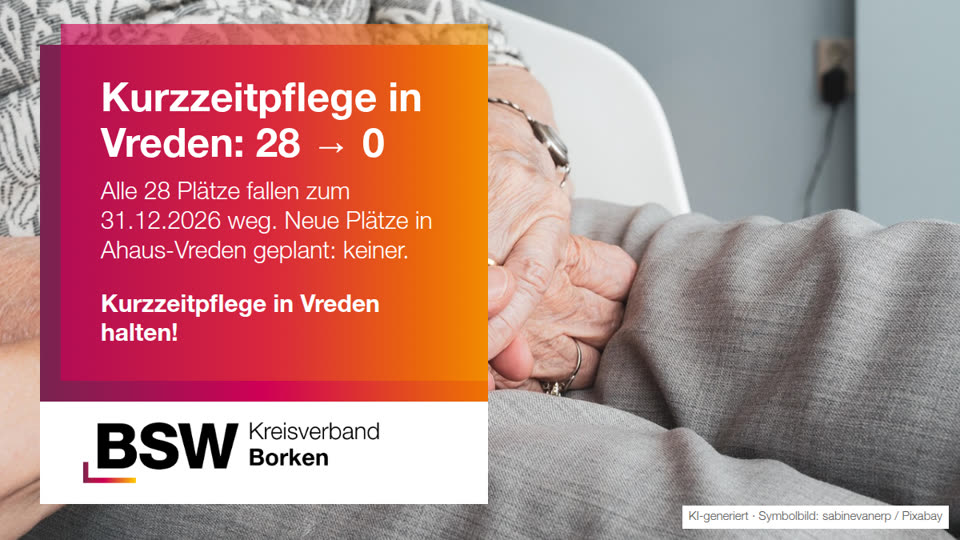 Kurzzeitpflege Vreden: Alle 28 Plätze fallen zum Jahresende weg