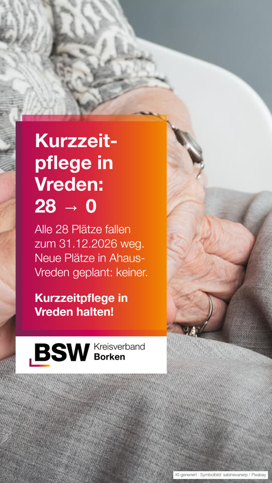 Kurzzeitpflege Vreden: Alle 28 Plätze fallen zum Jahresende weg