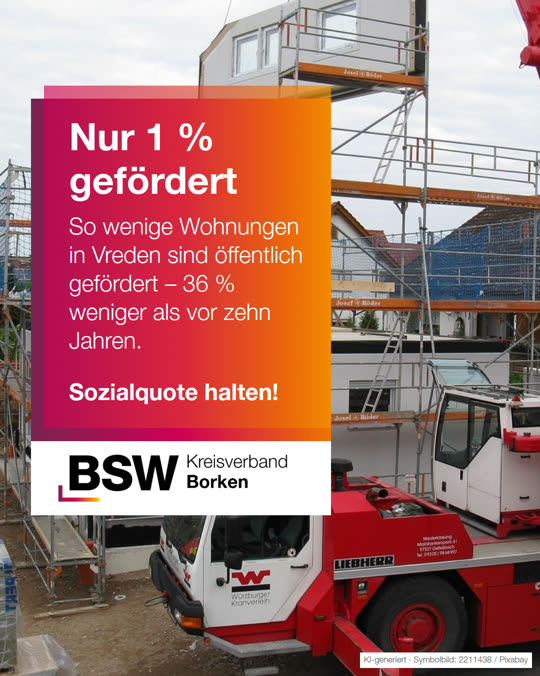 Wohnen in Vreden: Nur 1 % der Wohnungen ist gefördert