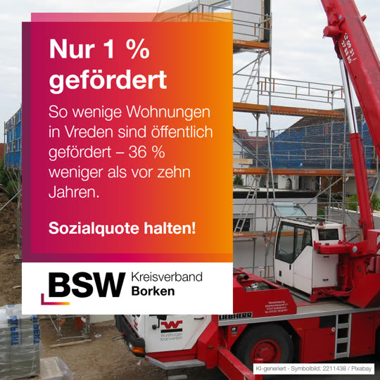 Wohnen in Vreden: Nur 1 % der Wohnungen ist gefördert