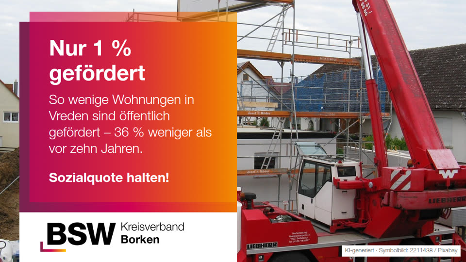 Wohnen in Vreden: Nur 1 % der Wohnungen ist gefördert