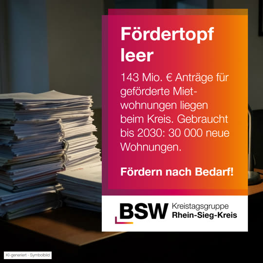 Rhein-Sieg-Kreis: Fördertopf für Mietwohnungen leer – 143 Mio. € Anträge warten