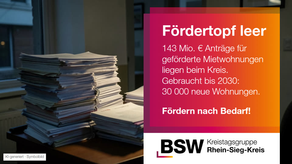 Rhein-Sieg-Kreis: Fördertopf für Mietwohnungen leer – 143 Mio. € Anträge warten
