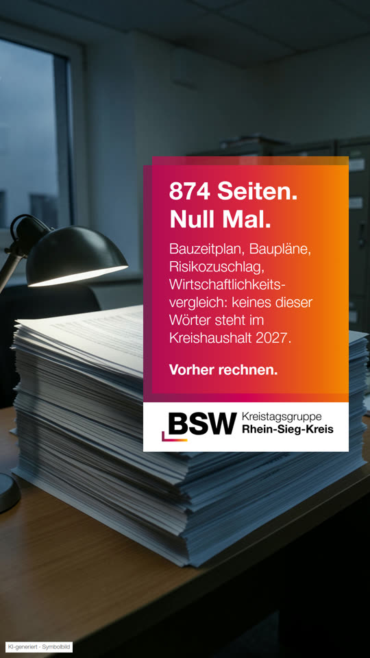 Haushalt Rhein-Sieg-Kreis 2027: 874 Seiten – und keine einzige Kostenberechnung