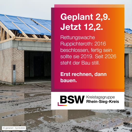 Rettungswache Ruppichteroth: aus 2,9 Millionen wurden 12,2 – und gebaut wird nicht