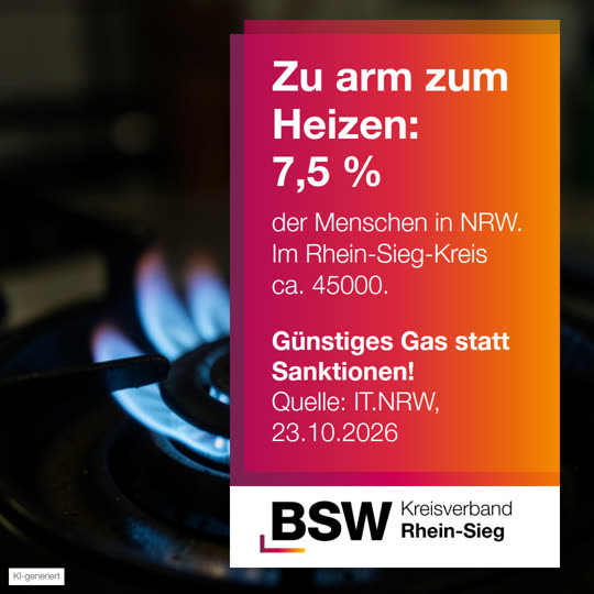 Rhein-Sieg-Kreis: rund 45000 Menschen zu arm zum Heizen – Gas statt Sanktionen