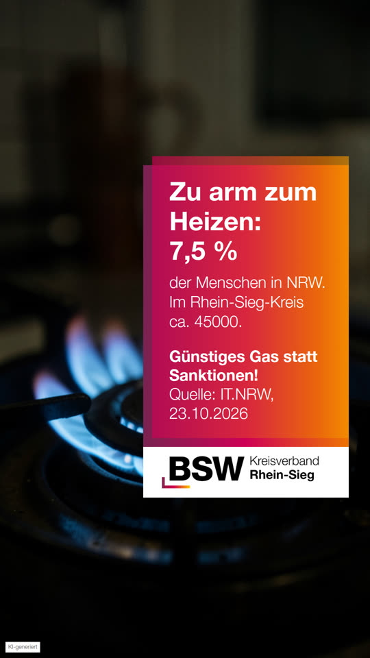 Rhein-Sieg-Kreis: rund 45000 Menschen zu arm zum Heizen – Gas statt Sanktionen