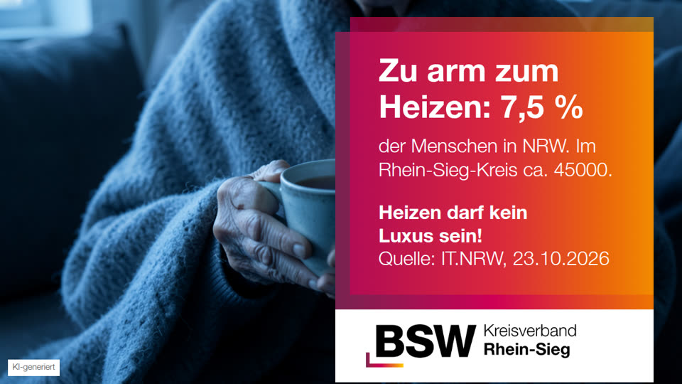 Rhein-Sieg-Kreis: rund 45000 Menschen zu arm zum Heizen – Heizen darf kein Luxus sein