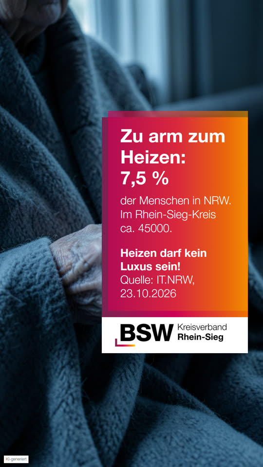 Rhein-Sieg-Kreis: rund 45000 Menschen zu arm zum Heizen – Heizen darf kein Luxus sein