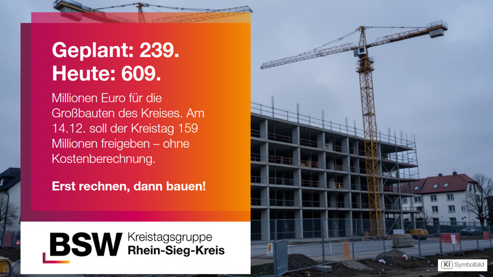 Rhein-Sieg-Kreis: Aus 239 wurden 609 Millionen – und jetzt ein Blankoscheck über 159 Millionen?