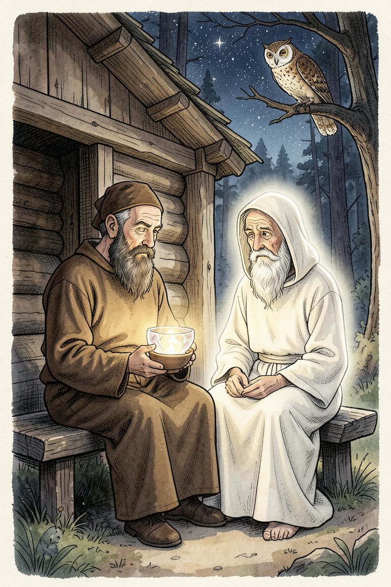 Bruder Immanuel und ein älterer Bruder · Bild: KI
