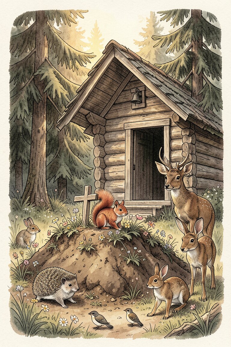 Die Tiere am Grab ihres älteren Bruders · Bild: KI